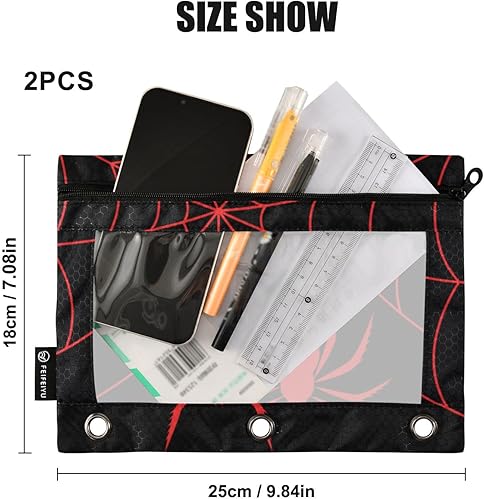 Miniatura 3 de Carpeta de Halloween con diseño de araña roja, resistente para 3 anillas, soporte para recuerdos de Día de los Muertos, paquete de 2 unidades de 7.1