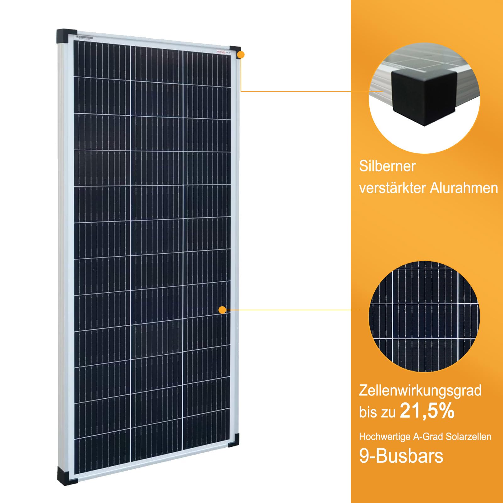 Enjoy solar Mono 100 W 12V Panneau solaire monocristallin Panneau solaire photovoltaïque idéal Enjoy solar Mono 100 W 12V Panneau solaire monocristallin Panneau solaire photovoltaïque idéal