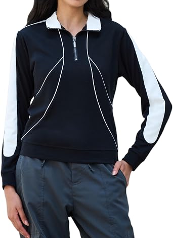 Merino Wool Quarter Zip Pullover for Women for Sport Workout, Thermal Collared Soft Cozy Sweatshirts for Women