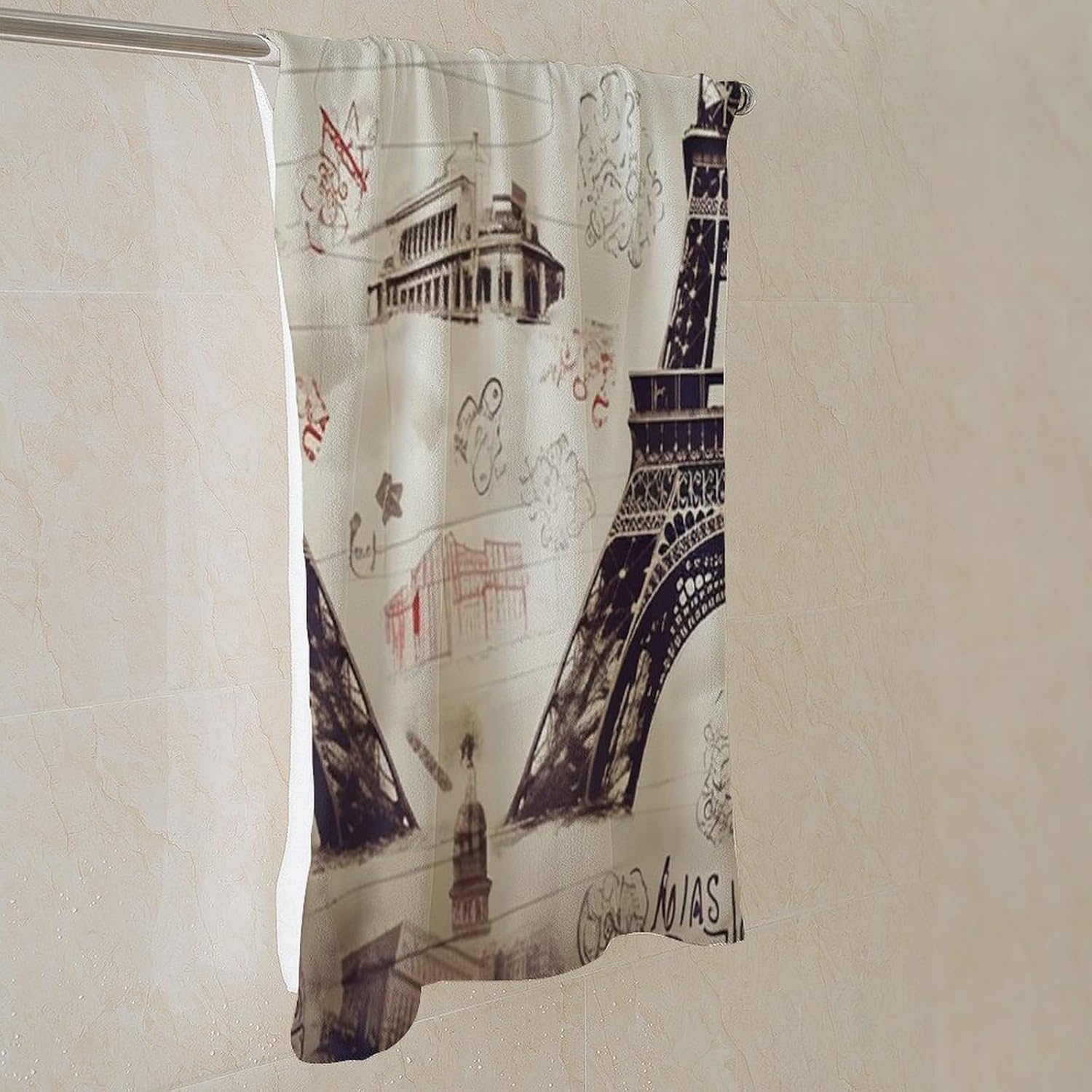Christmas Towel, French Paris Tour Eiffel Tower Printed Fashion Towel,Portable Towel,Durable Towel