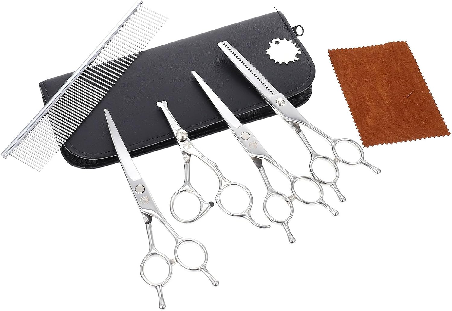 Dog Grooming Scissors Stainless Steel Pet Hair Trimmer and Thinning Shears for Dogs Cats Small Animals Professional and Home Use Sharp Cutting Tool