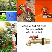 Vista 5 de Espiga de barril de latón, kit de grifo de barril de lluvia, válvula de bola de 1/2 pulgada de vuelta con montaje de mamparo para barril de agua