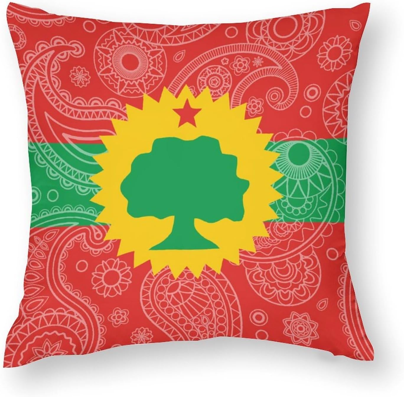 The Oromo Liberation Flag Paisley Printed Throw Pillow Case 4 Pcs Soft Pillowcases Pillows Covers Sofa Bed Decor 12/14/16/17/18/20/22/24/32 Inches