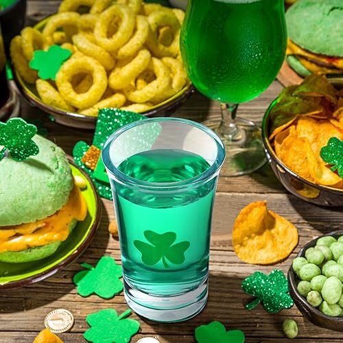 Miniatura 3 de Juego de 24 vasos de chupito irlandeses de 12 onzas vasos de acrílico para el día de San Patricio trébol irlandés transparente juego divertido