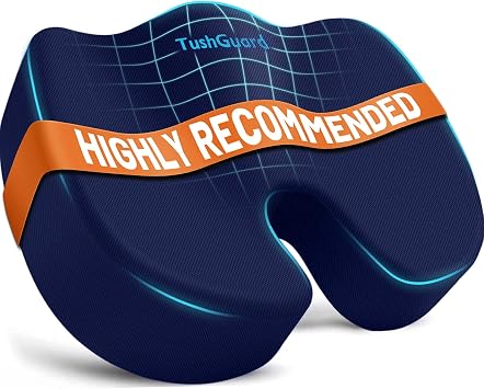 TushGuard Memory Foam Seat Cushion for Office Chair, Car Seat, Blue, XXL