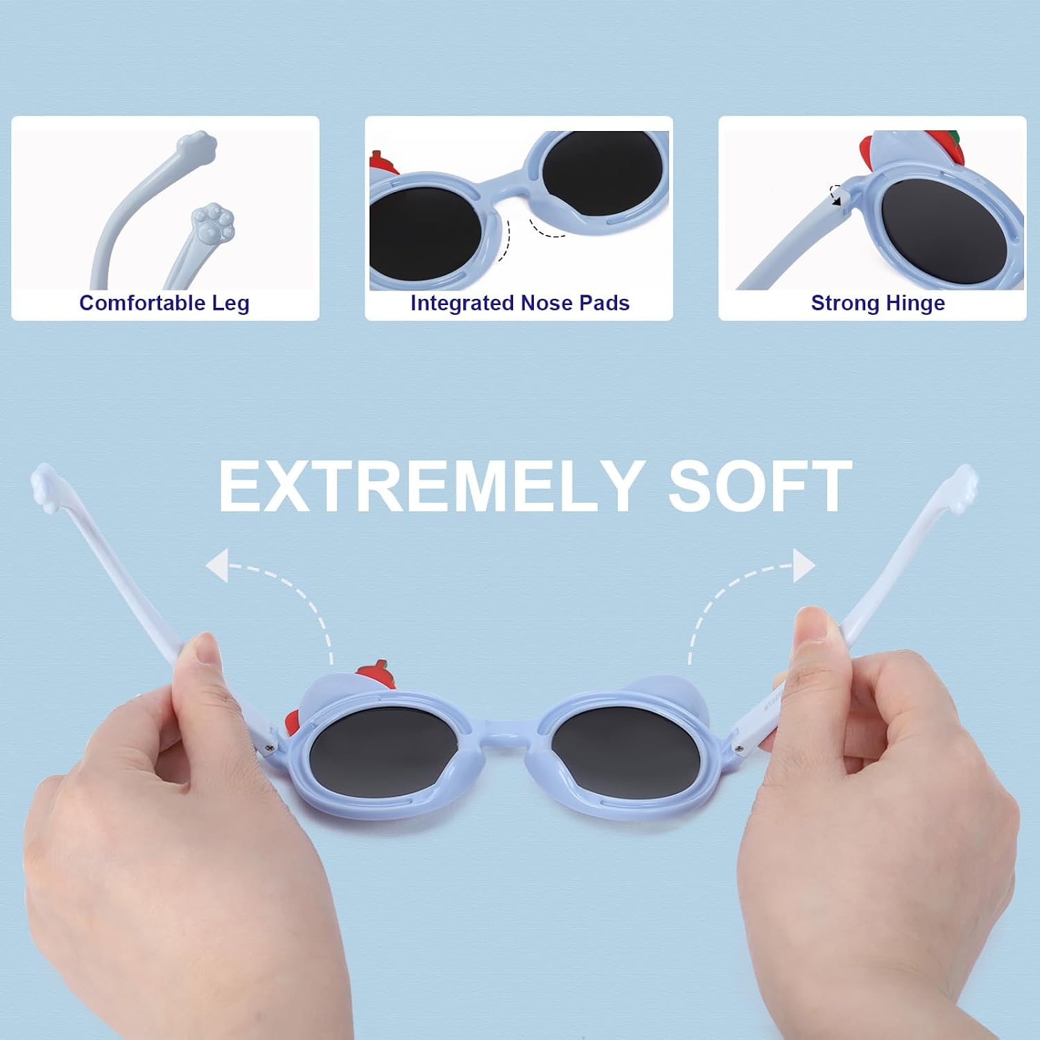 Kids Sunglasses, Polarized Sunglasses for Toddler, Cute Cat Baby Sun glasses for Girls Boys UV400
