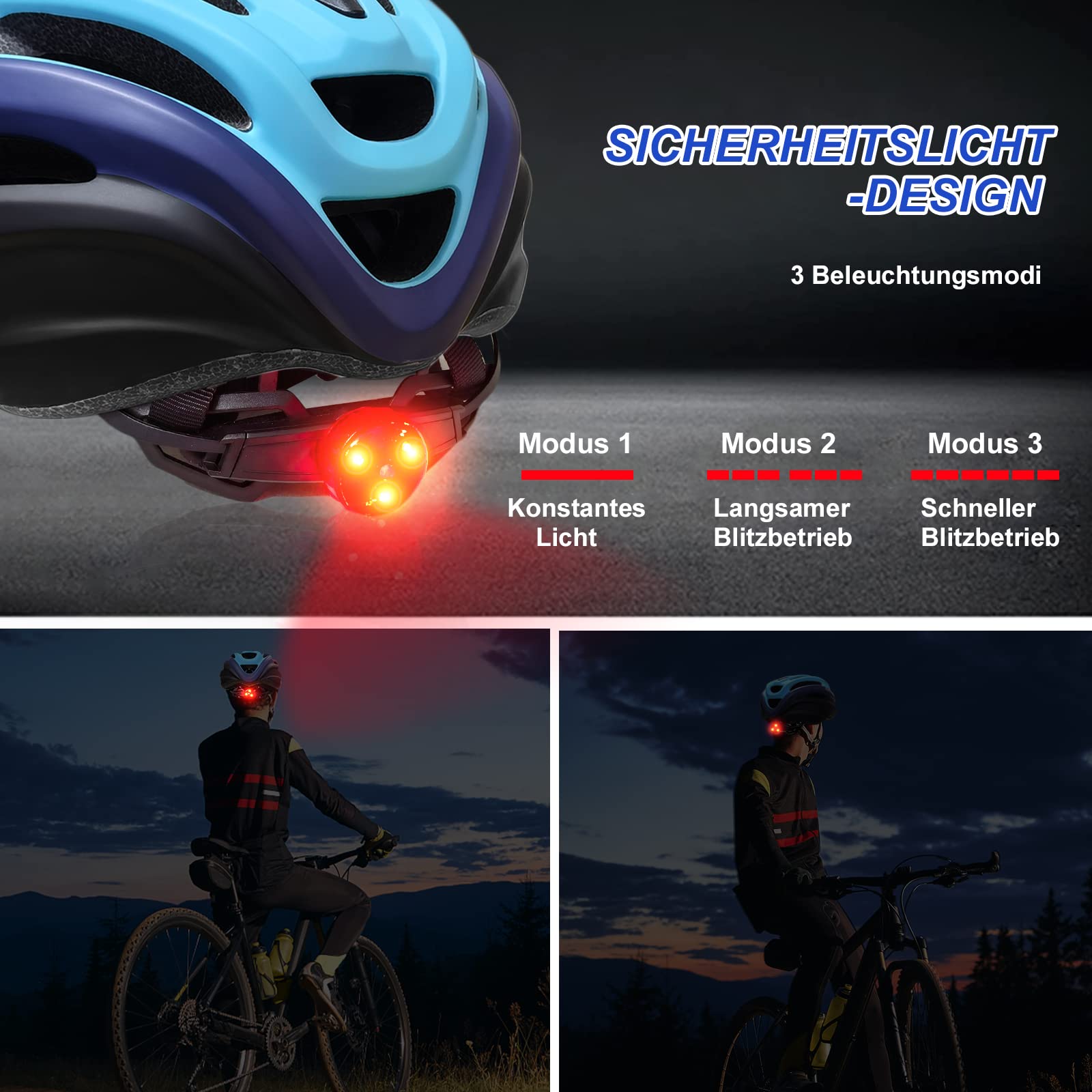 Exclusky Casco Bici Uomo MTB con Striscia Riflettente Casco MTB Enduro Uomo Casco Bici Donna Regolabile Casco Bici da Corsa Uomo Casco Ciclismo Casco Bicicletta Casco Bici con Visiera (56-61CM)