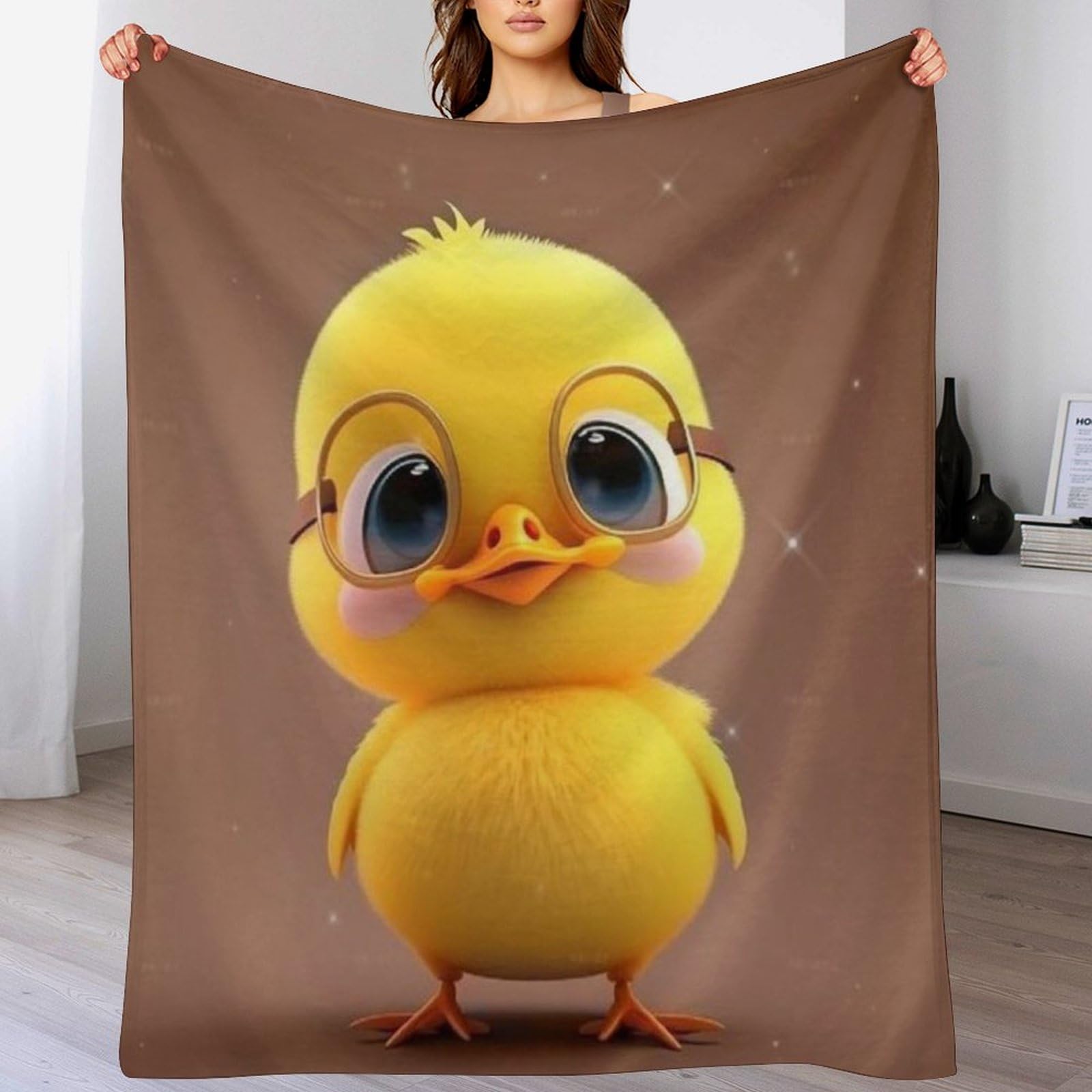 Couverture Polaire en Flanelle Petit Canard Jaune | Plaid Lit et Canapé Multi-usage 180x200cm