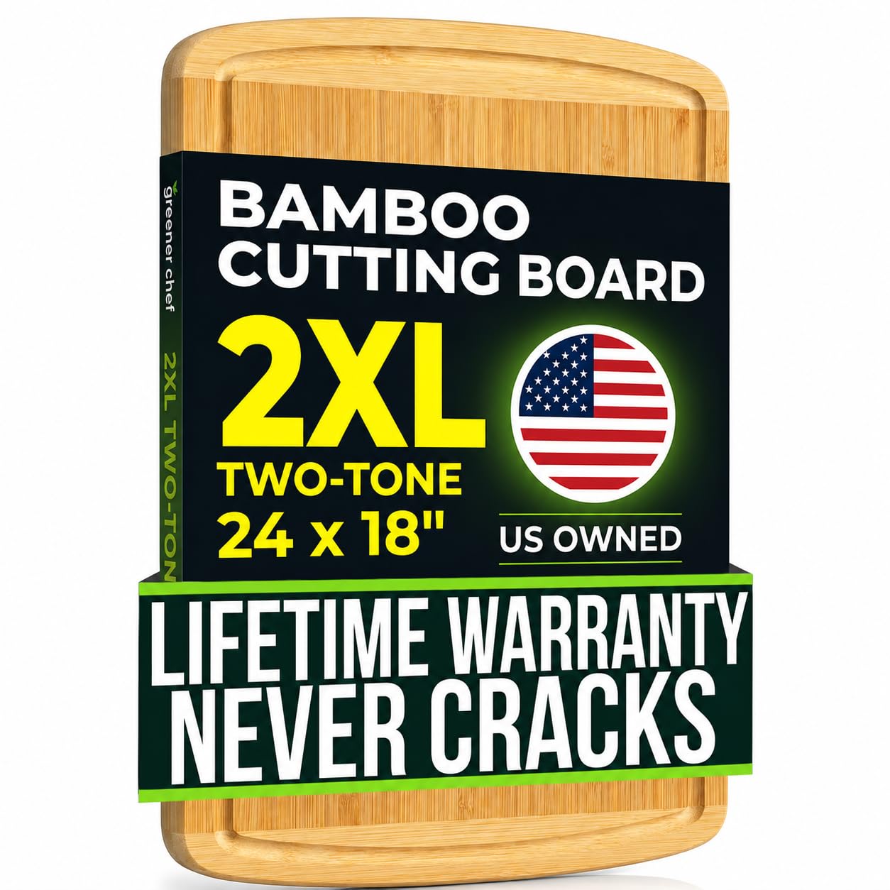 Greener Chef Tablas de cortar de bambú extra grandes de 24 pulgadas para cocina, bloque de carnicero de estufa, tabla de tallado de madera extragrande para carne, verduras, tabla de embutidos con
