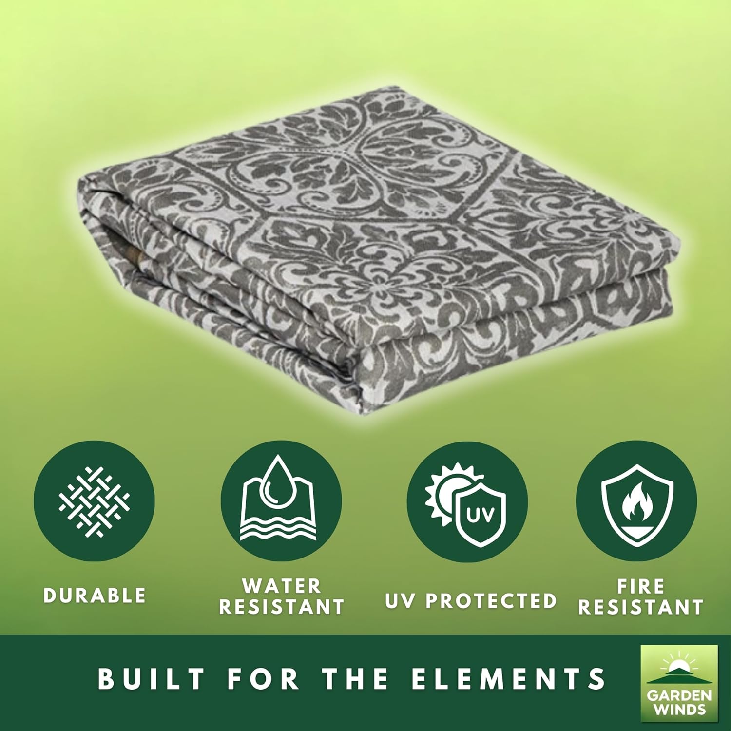 Garden Winds Universal 10’ x 10’ Single-Tier Replacement Gazebo Canopy – Damask Beige, Durable 350 Polyester, UV & Water Resistant