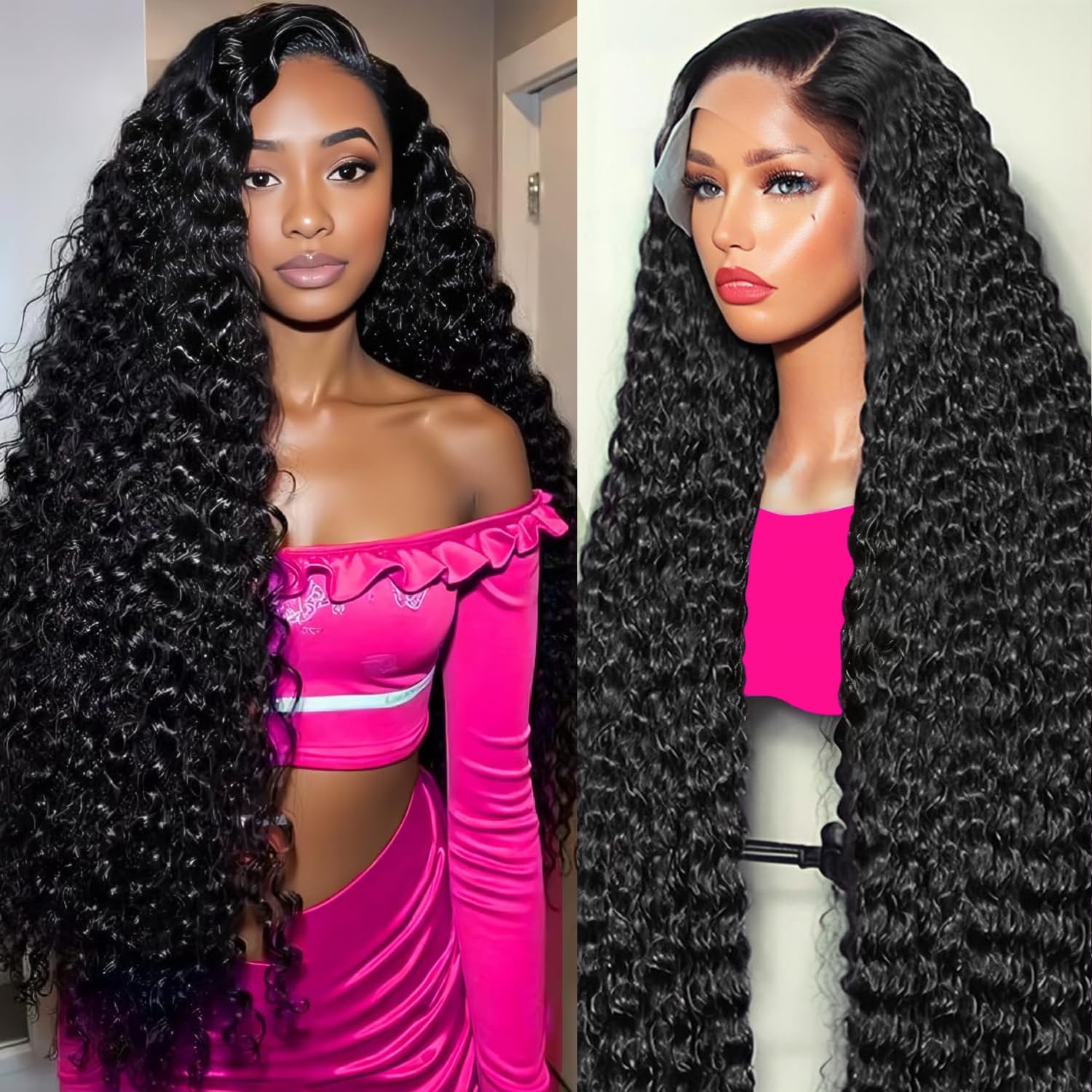 MISSJAY Deep Wave Human Hair Wig 13x6 Lace Front Wigs 100% Unprocessed Virgin Hair Deep Wave Wig 180% Density Natural Color Wear Comfortable No Tangle No Shedding for Black Women 30 Inch