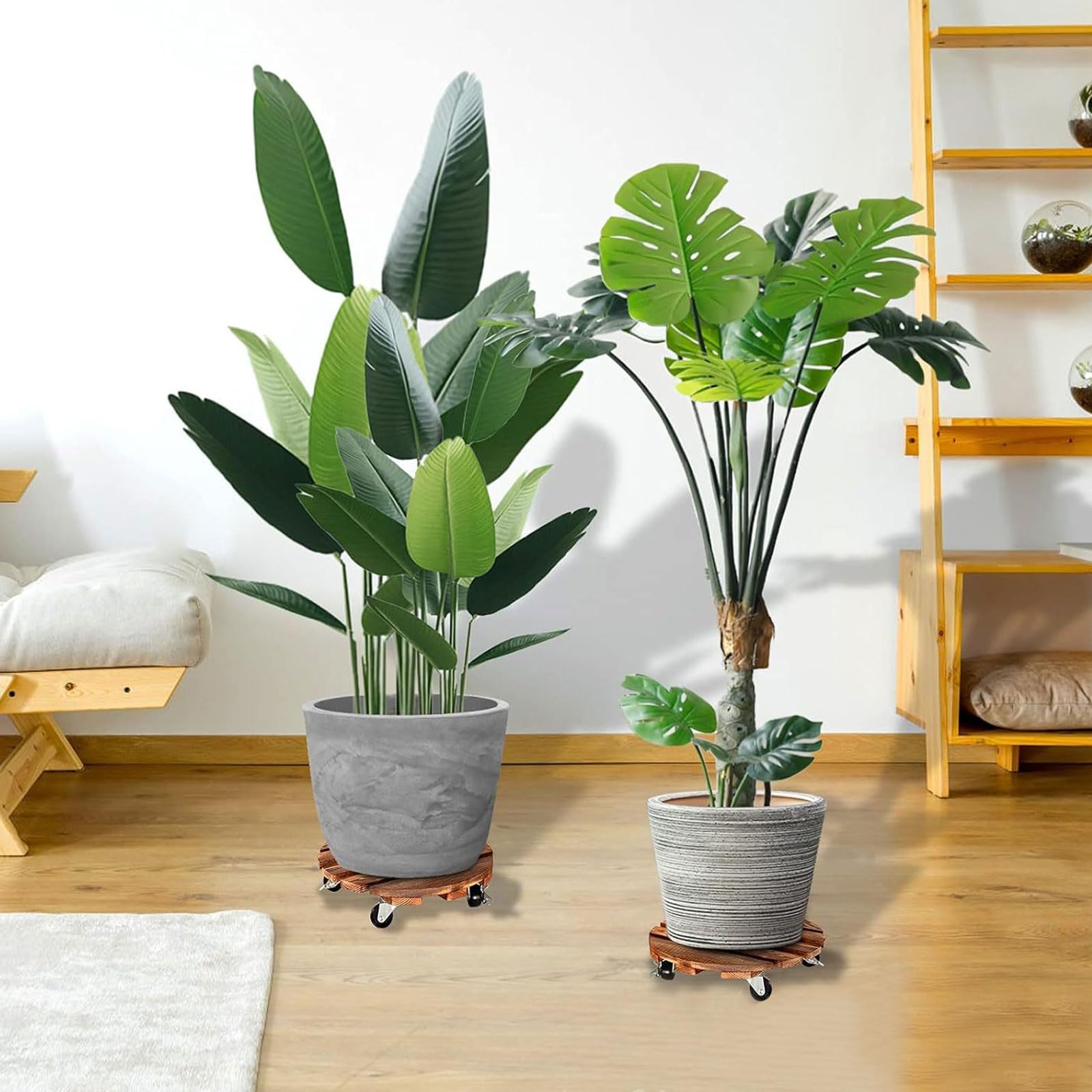 Lot de 2 Porte Plante à Roulettes Ø 300 mm Capacité 200KG pour Extérieur Intérieur