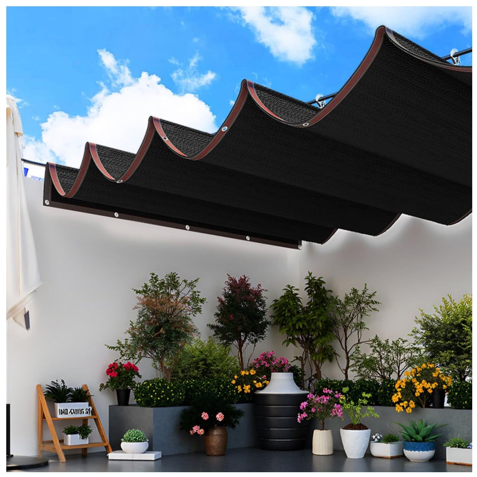Tenda parasole retrattile da 4 x 4 m, con kit di montaggio, protezione dai raggi UV, per gazebo Pera Patio Backyard – & Slish Outdoor Solut