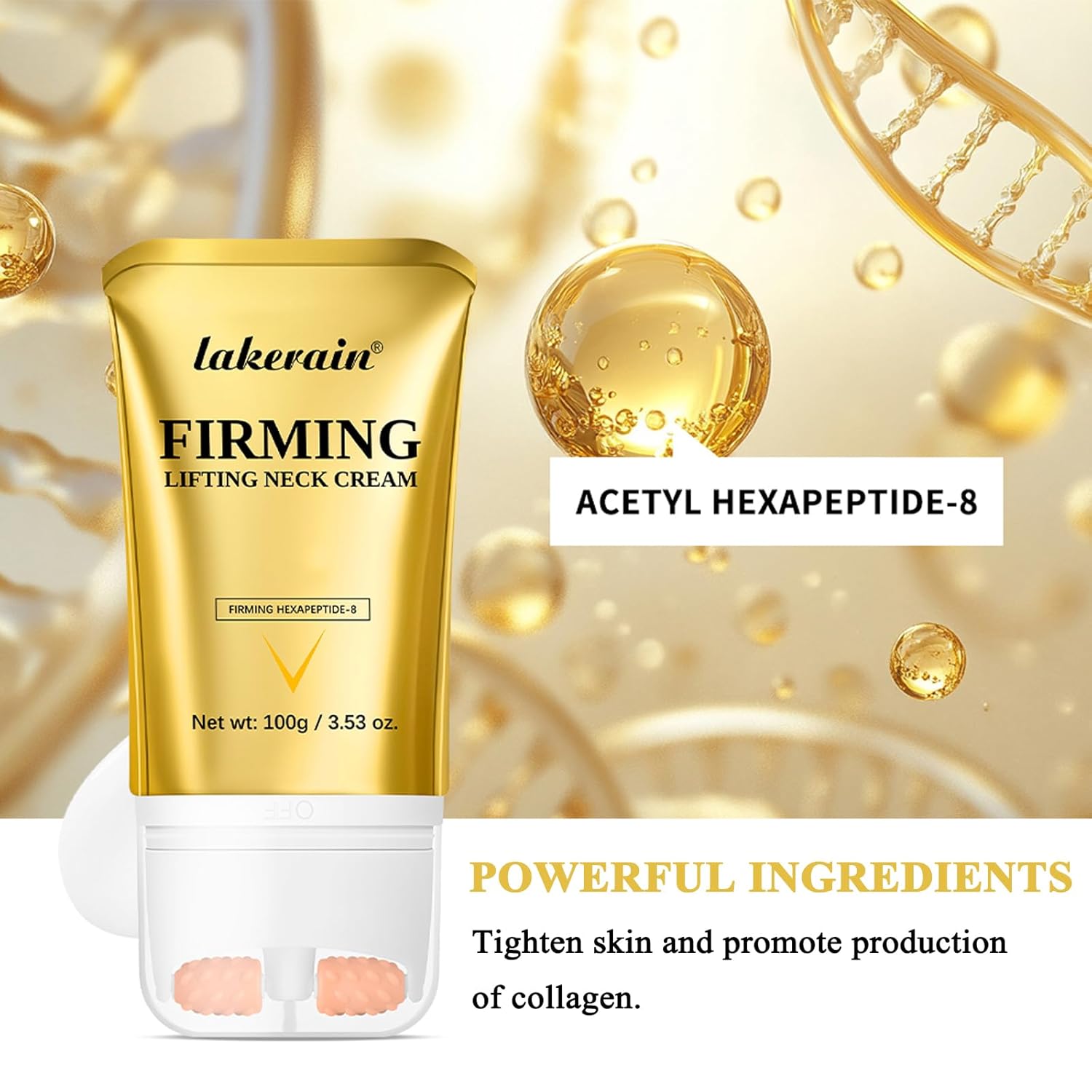 Firming Neck Cream with Roller, Lifting Neck Cream contains Hexapeptide, Moisturizing Tightening lotions Cosmetic Skin Care Repair - Image 4
