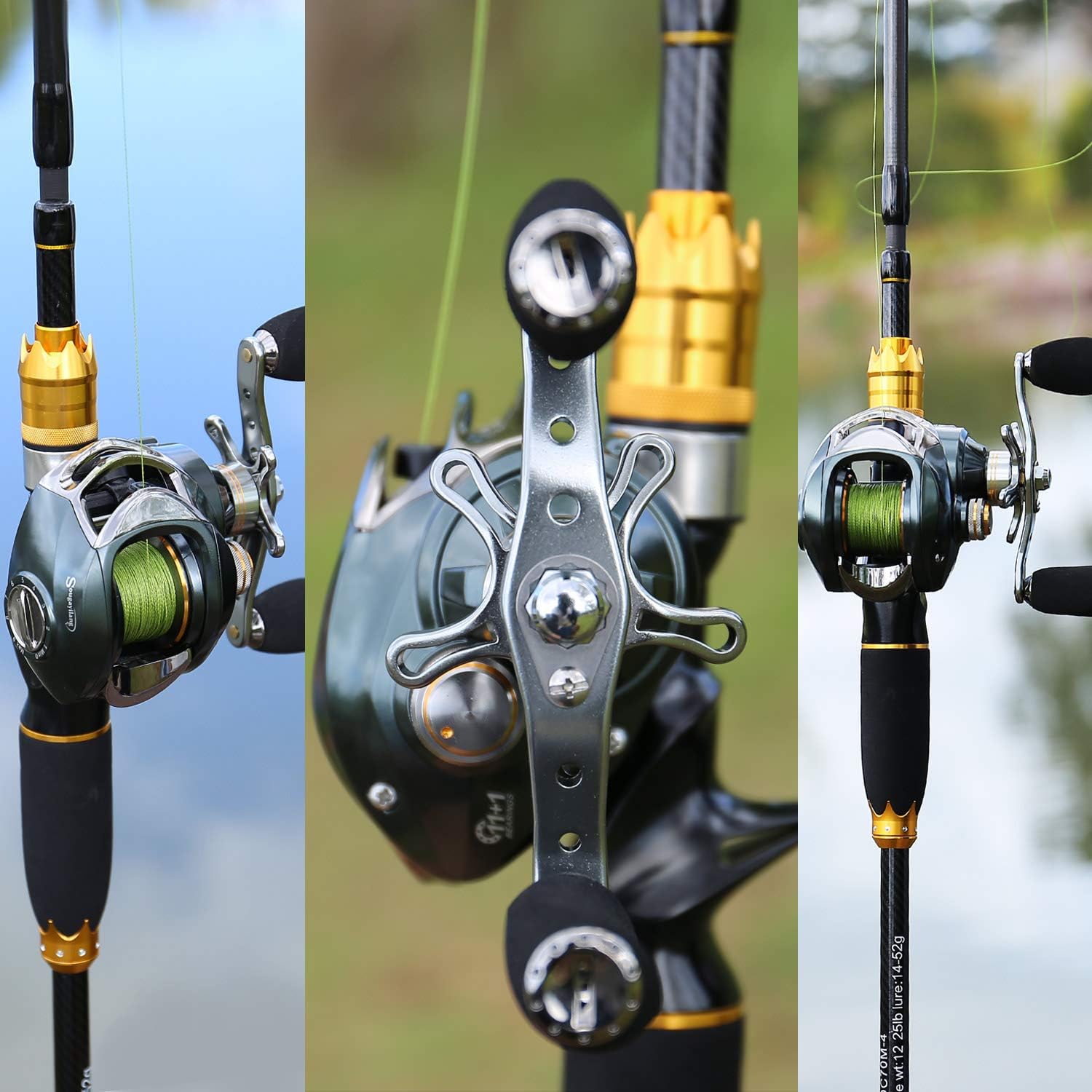 Sougayilang Fishing Reel and Rod Combos,24-Ton Carbon Fiber Fishing Poles with Baitcasting Reel,7.0:1 Gear for Travel Freshwater