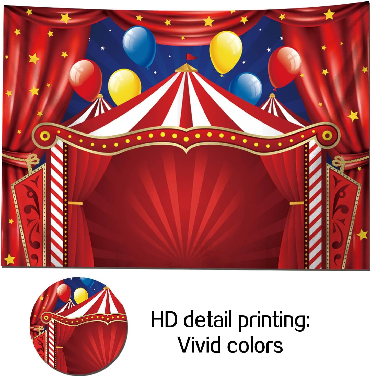 Red Circus Tent Backdrop Big Top Carnival Themed Birthday Party Photo Background Newborn Baby Shower Photography Booths Banner Decorations Supplies 7x5ft