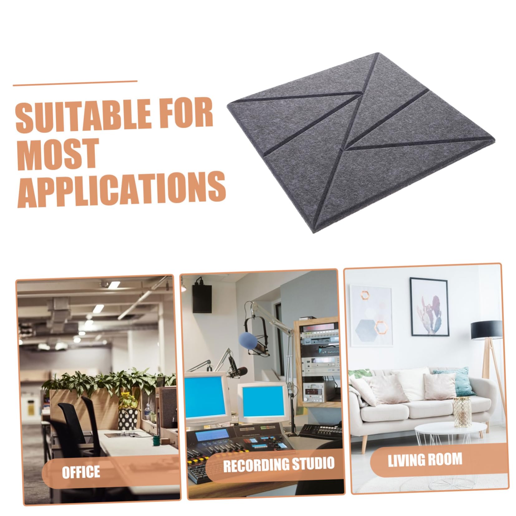 Panel Acústico Adhesivo para Pared, 6 Piezas de Poliéster | Apto para Interior Decor y Gaming Room, Efecto Moderno, Ayuda a Reducir Ruido E Interferencias