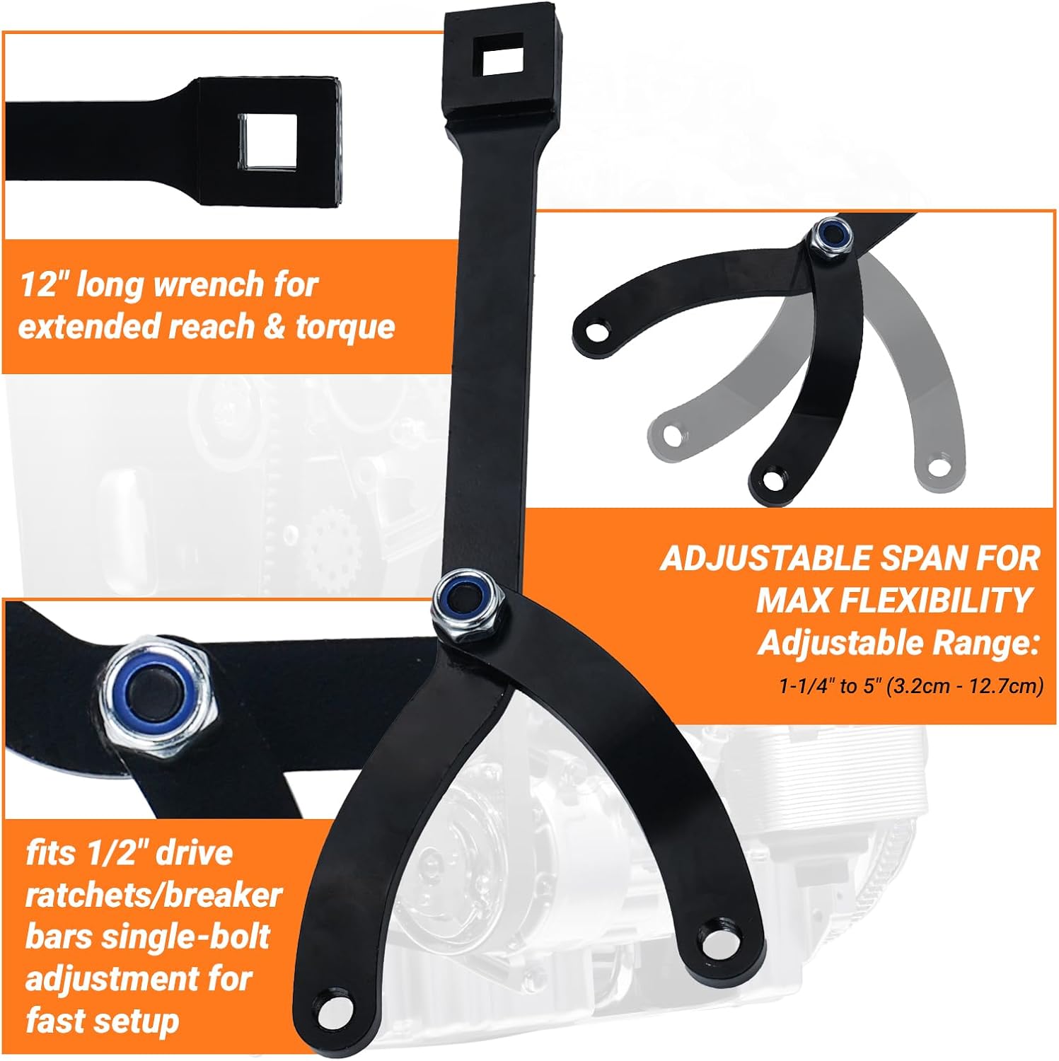 15PCS Pulley Holder Tool Kit, Universal Adjustable Pin Spanner Wrench