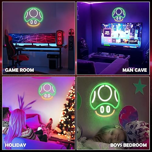 Miniatura 7 de Señal de Neón de Juego Kavaas, Señal de Neón de Seta para Decoración de Sala de Juegos, Cueva de Hombre, Habitación de Niños - Decoración de Pared