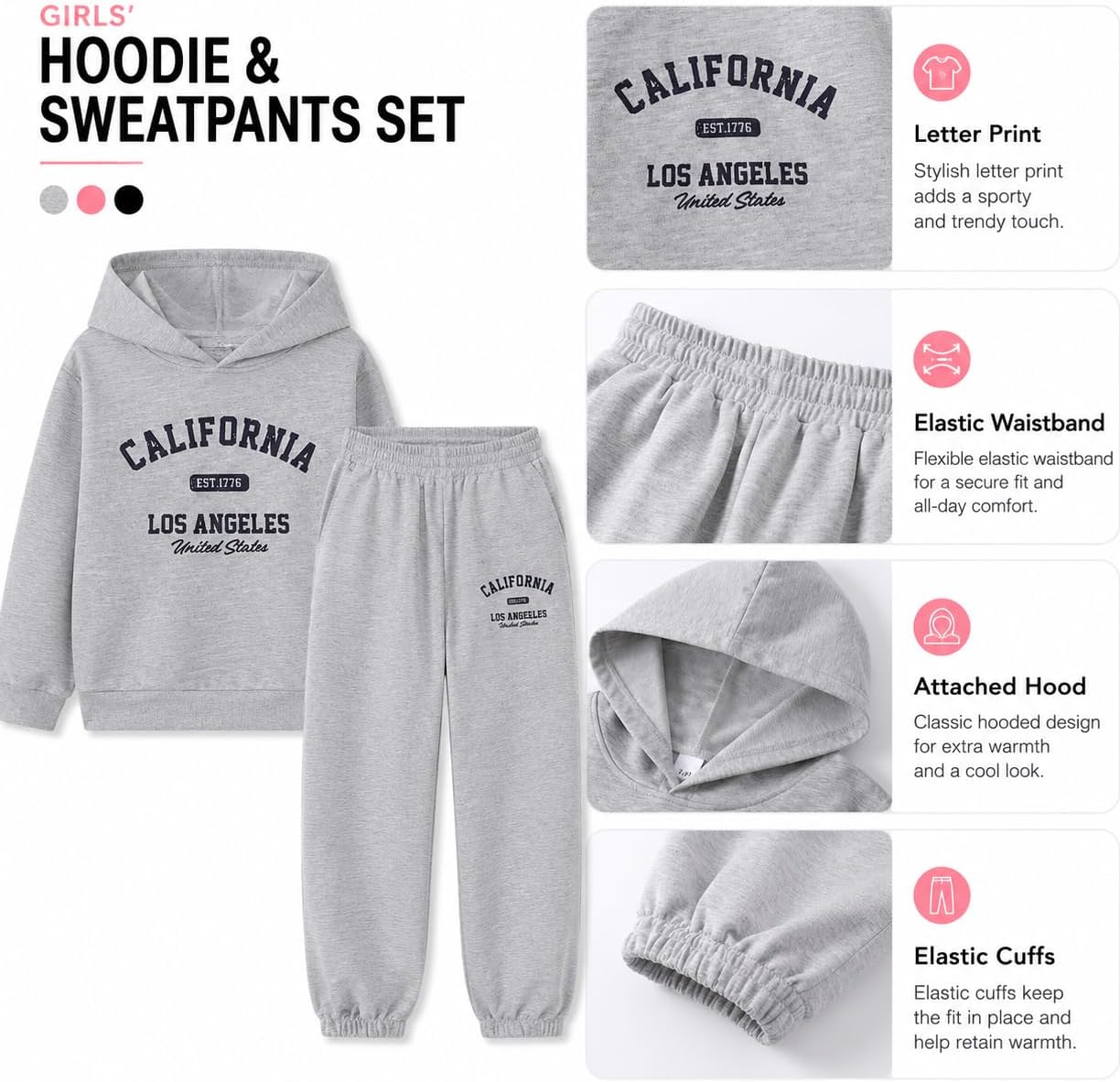 Yoxindax Girls Sweat Set Sweatshirt & Sweatpants Fall Winter Tween Clothes
