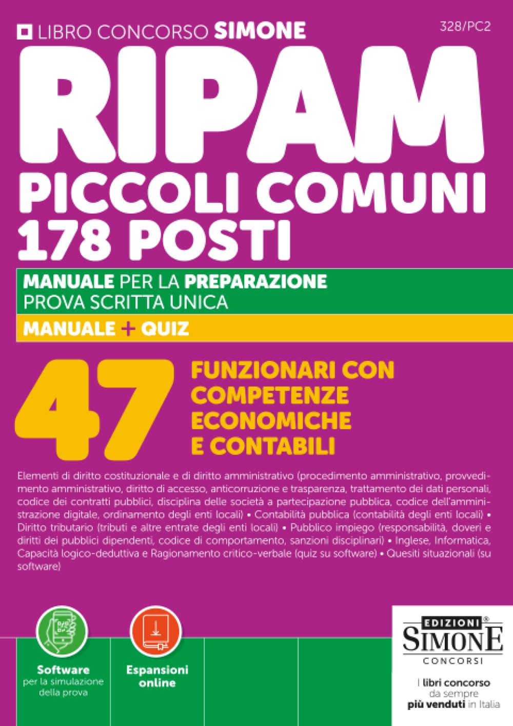Concorso RIPAM piccoli comuni. 178 posti 47 Funzionari con competenze economiche e contabili.Manuale per la preparazione. Prova scritta unica