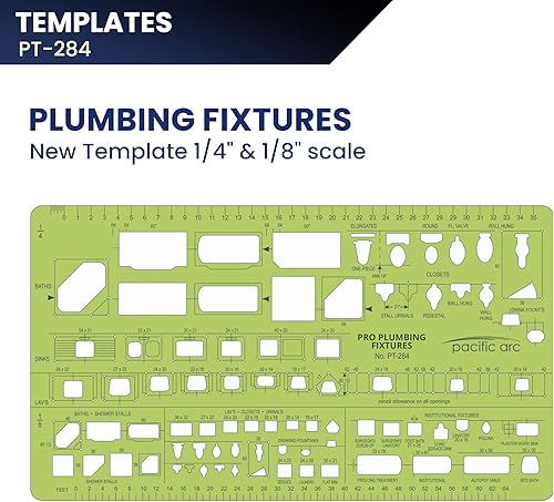 Vista 50 de Pacific Arc Guía profesional de plantillas de planos de casa, con puertas, electrodomésticos, accesorios de plomería