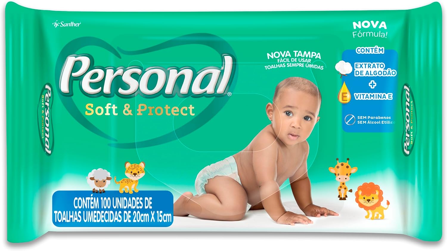 Toalhas Umedecidas Soft and Protect Personal 100 Unidades