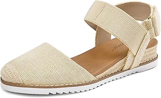 mysoft Women's Low Wedge Sandals Comfortable Closed Toe Espadrilles Slip on Elastic Ankle Strap Walking Sandals