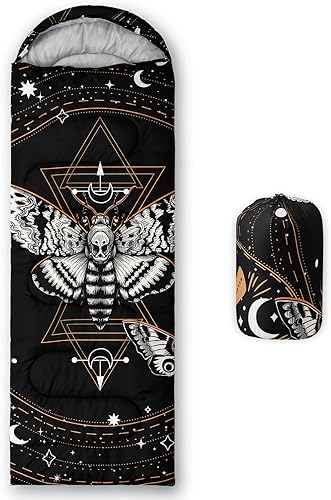 HOSIMA Saco de dormir de mariposa para adultos y niños para campamento, saco de dormir ultraligero gótico negro para clima frío y verano.