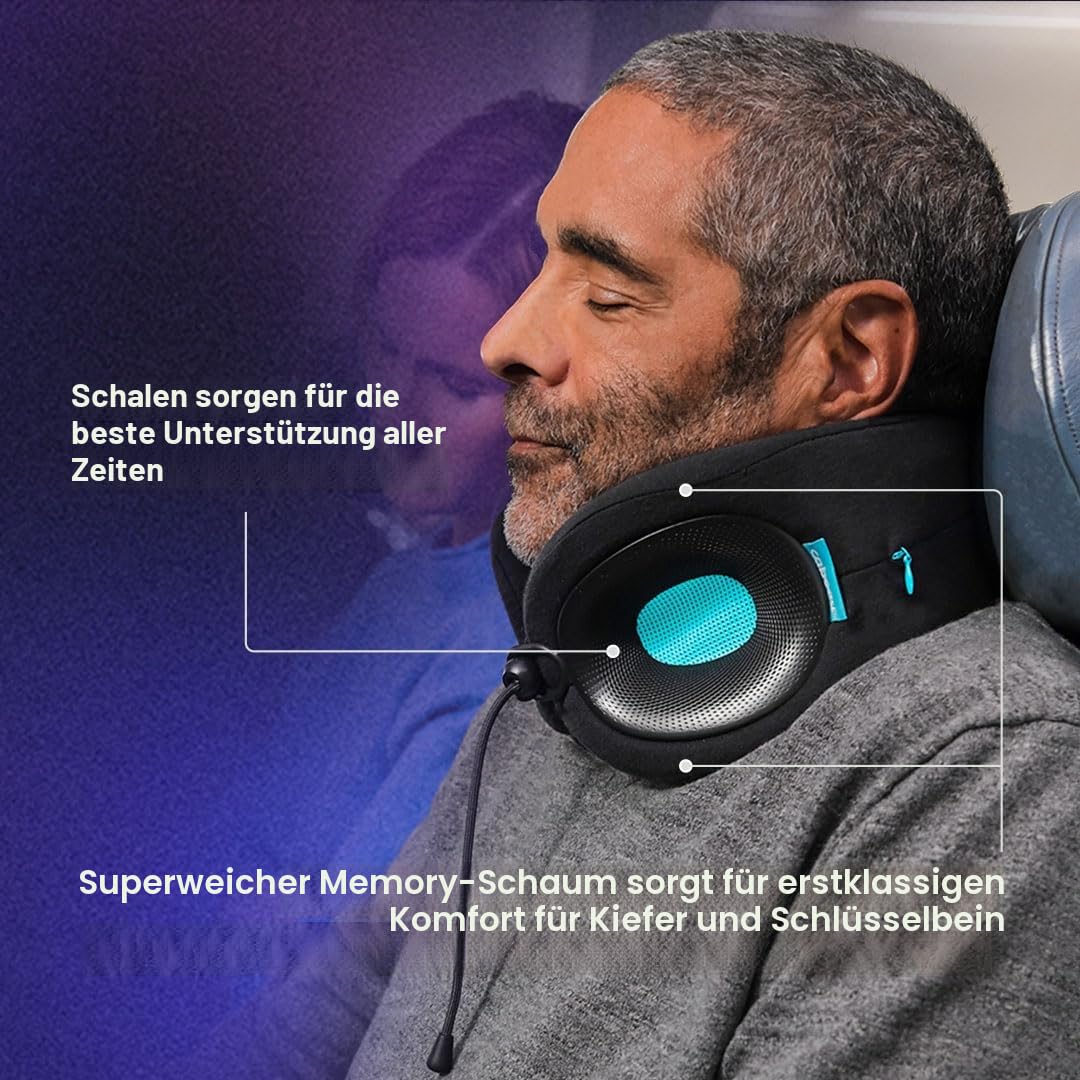 Cabeau Reisekissen für Lange Flüge, Evolution X, Nackenstütze, Memory-Schaum, Komfort für den Gang für Flugzeug, Zug und Auto (Türkis)