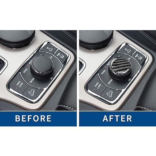 Miniatura 4 de Adhesivo de marco de ajuste de botón de control central de fibra de carbono real, accesorios interiores, decoración compatible con Jeep Grand