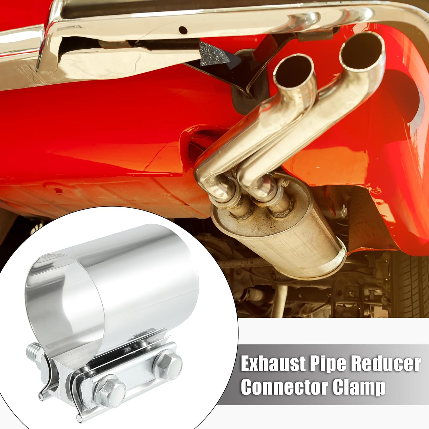 X AUTOHAUX 2pcs Car Exhaust Pipe Sleeve Connector Clamp Coupler 2.5" Replacement Universal