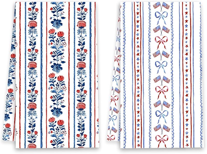 MUBIAO Toalhas de Cozinha com Estampa Floral Towel41 em Algodão, Conjunto com 2