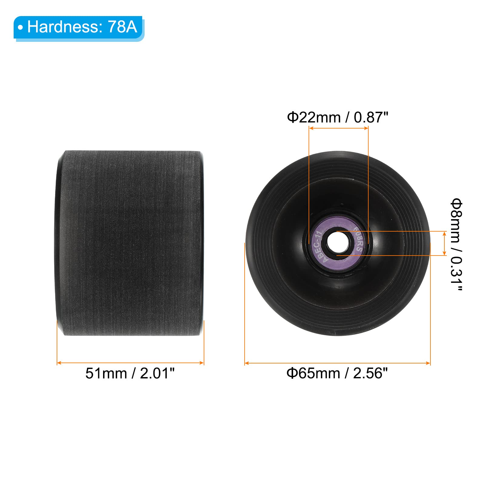 PATIKIL Ensemble de roues et roulements de skateboard Street Wheel Cruiser