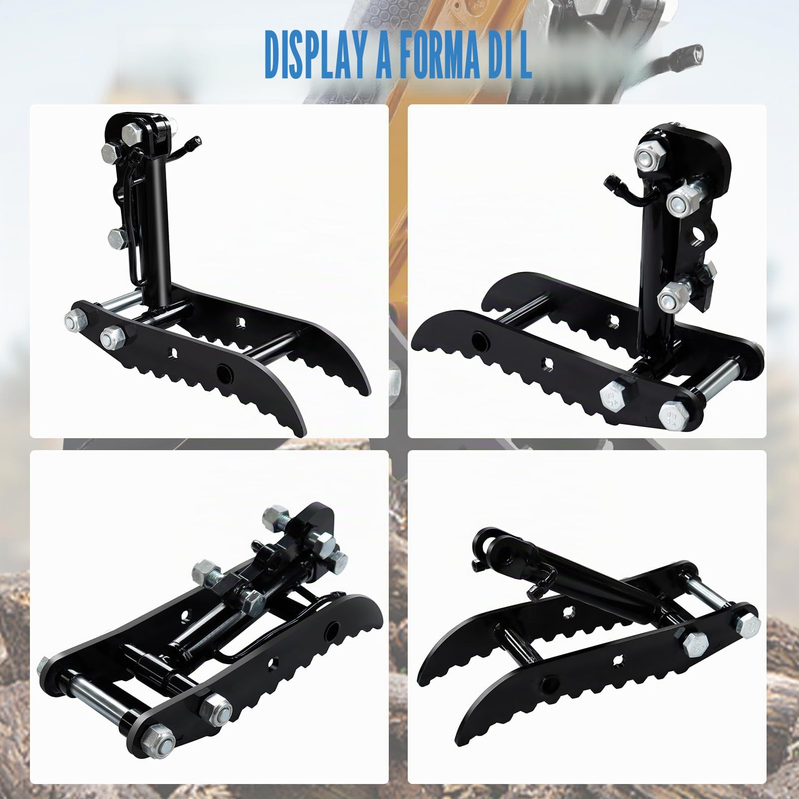 Pollice Escavatore per Mini Escavatore, Attacco per Escavatore Pollice Idraulico, Morsetto per Escavatori a tre fori con 2 tubi e viti M14, supporto a forma di L