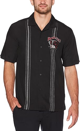 Cubavera Camisa de panel bordado del club del póker de los hombres