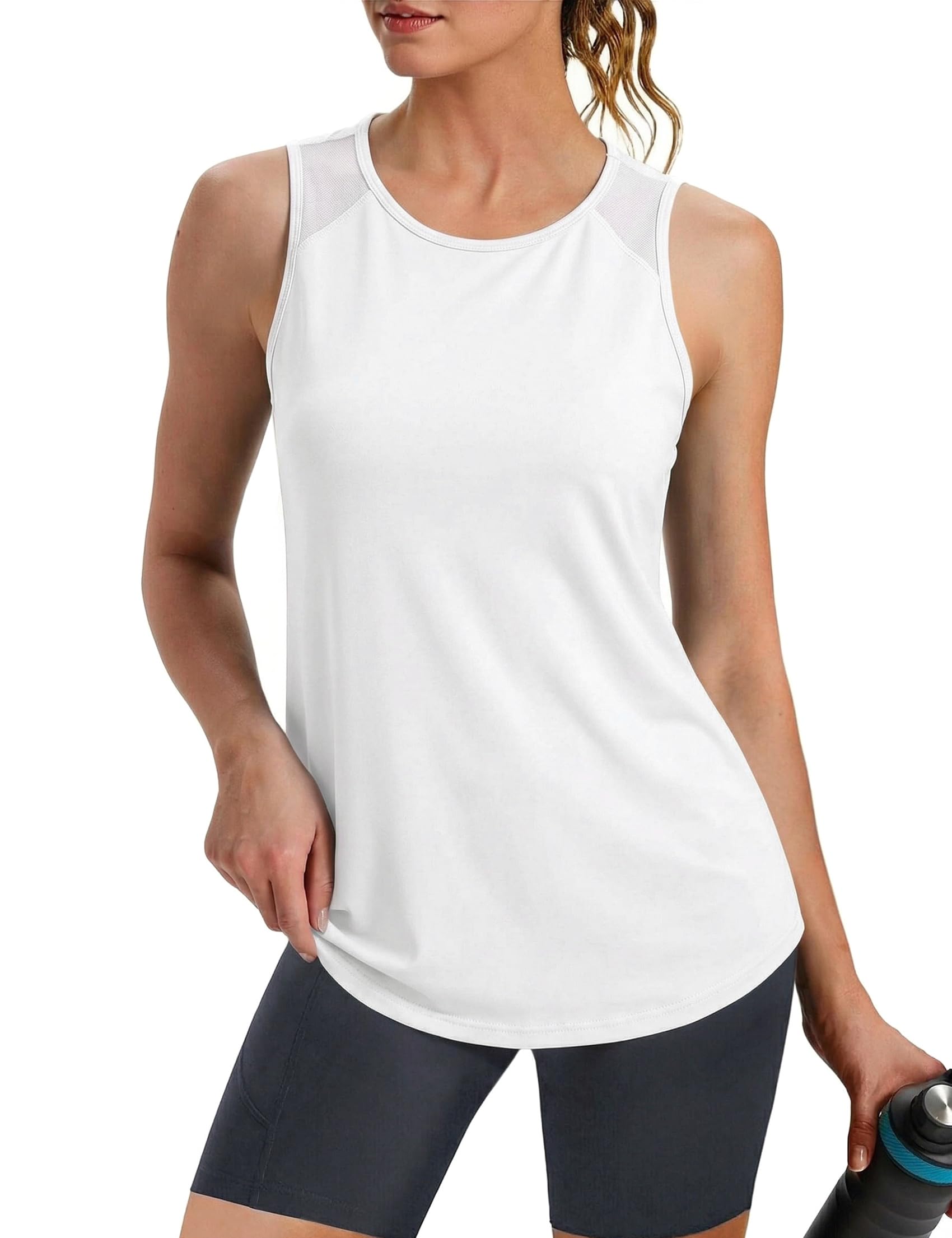 Camiseta Deportiva Mujer sin Mangas Camisetas Tirantes Espalda de Malla Ligero y Transpirable Fitness Top para Yoga Gimnasio Correr — view 18