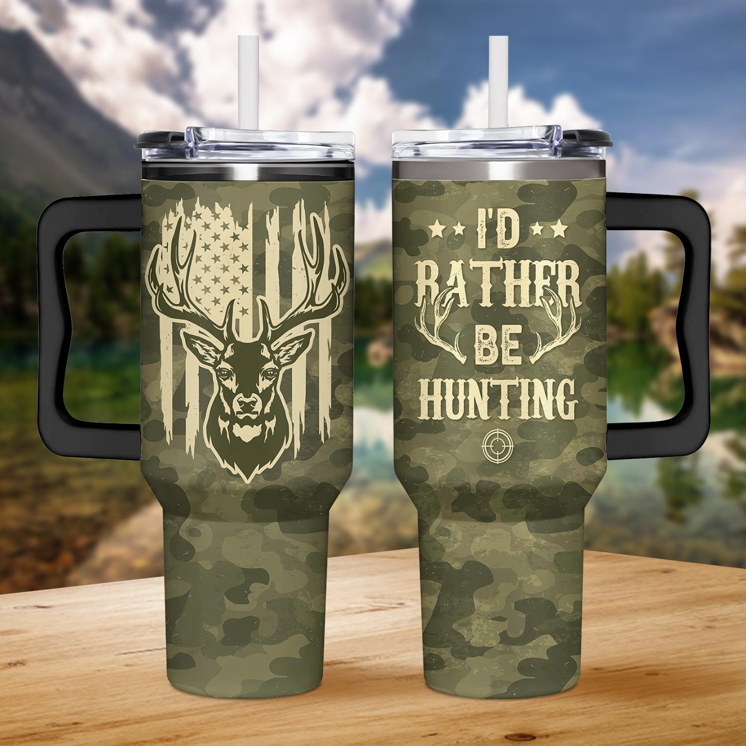 Hunting Gifts For Men, Fathers Day, Birthday, Christmas Gift For Hunters, Cool Dad Gift From Son, Daughter and Wife, Hunting Tumbler 40oz With Handle - Image 7