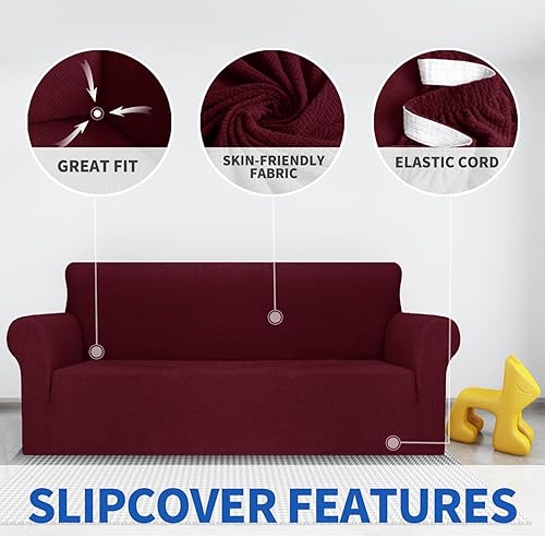 Miniatura 141 de MAXIJIN Funda súper elástica para sofá de 3 cojines, funda universal de 1 pieza para sofá de sala de estar, protector de muebles de elastano, apto
