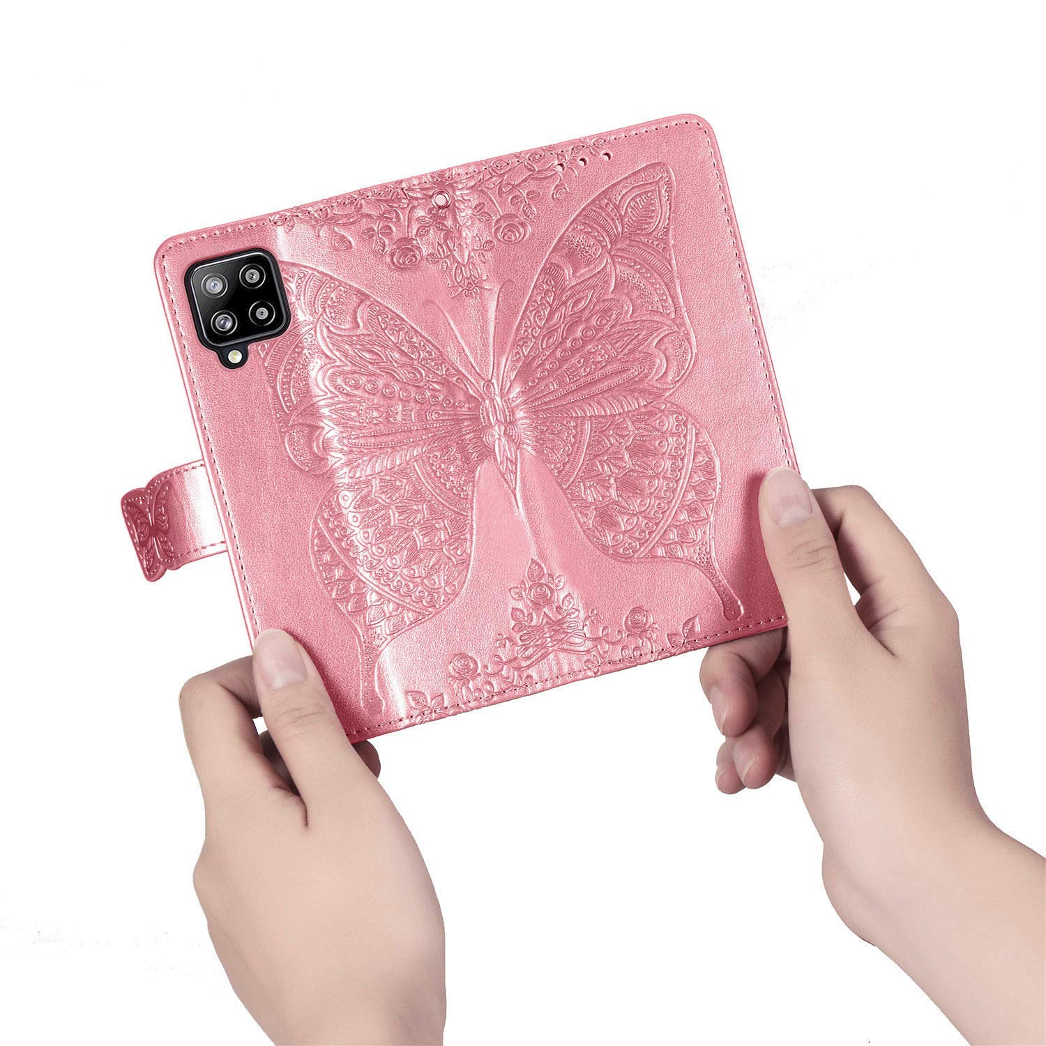 Custodia Portafoglio Con Stampa Elefante Per Samsung Galaxy A12 5G, In Pelle Sintetica Con Supporto Integrato E Chiusura Magnetica. Protezione Antiurto E Slot Per Carte, Blu.