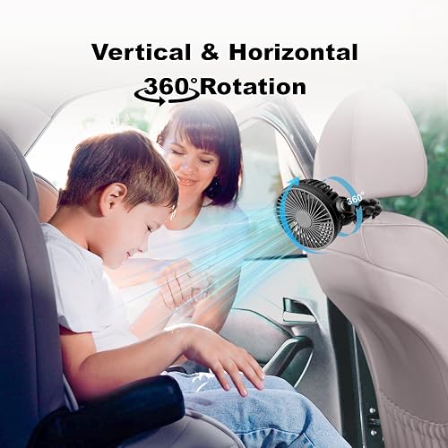 PaPaFboy Ventilateur de Poussette BeBe, Ventilateur Portable Rechargeable,20H 3 Vitesses Réglable, Ventilateur USB Silencieux de Rotatif à 360°,Baby Fan pour Poussette, Bureau,Voiture - 5