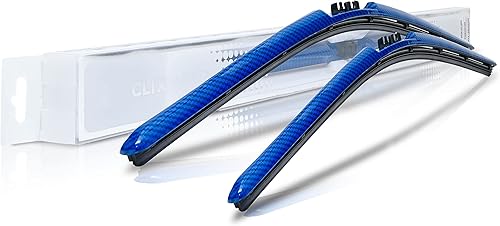 Clix Wipers - Limpiaparabrisas de repuesto para automóvil de carbono rojo (22 pulgadas22 pulgadas), marco flexible para todo tipo de clima, juego de