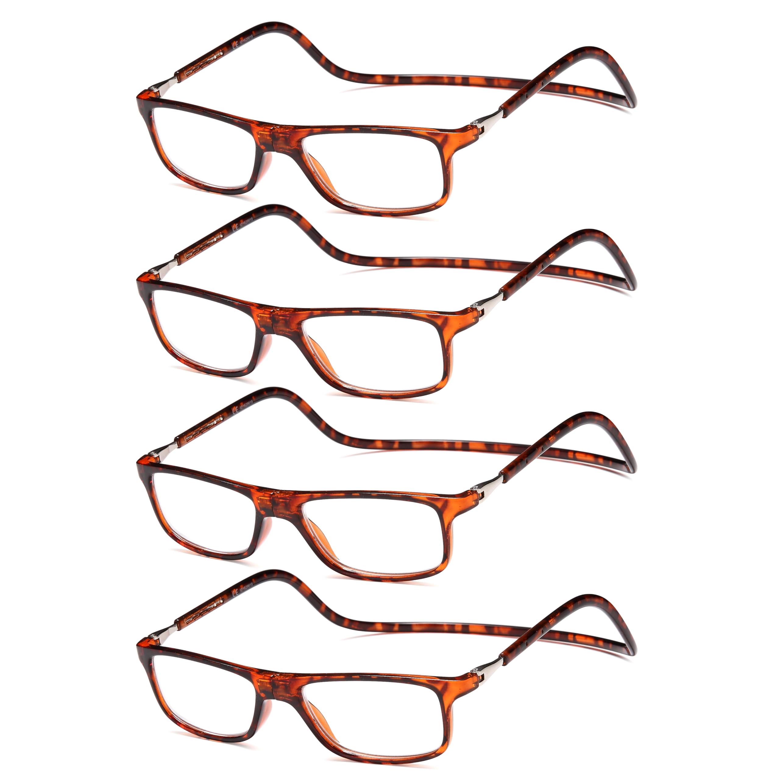 NEWVISION® Gafas de Lectura Magneticas Colgar al Cuello,Gafas con Imán,Imantadas Lentes Aumento para Hombre Mujer,Vista Cansada,Cuello Cierre Imán,Marco Ajustable,NV2904 (4Carey, 1.5)