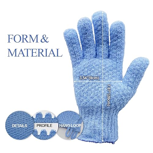 Miniatura 61 de Evridwear Guantes de baño exfoliantes de doble textura para ducha, spa, masaje y exfoliaciones corporales, removedor de células muertas de la piel