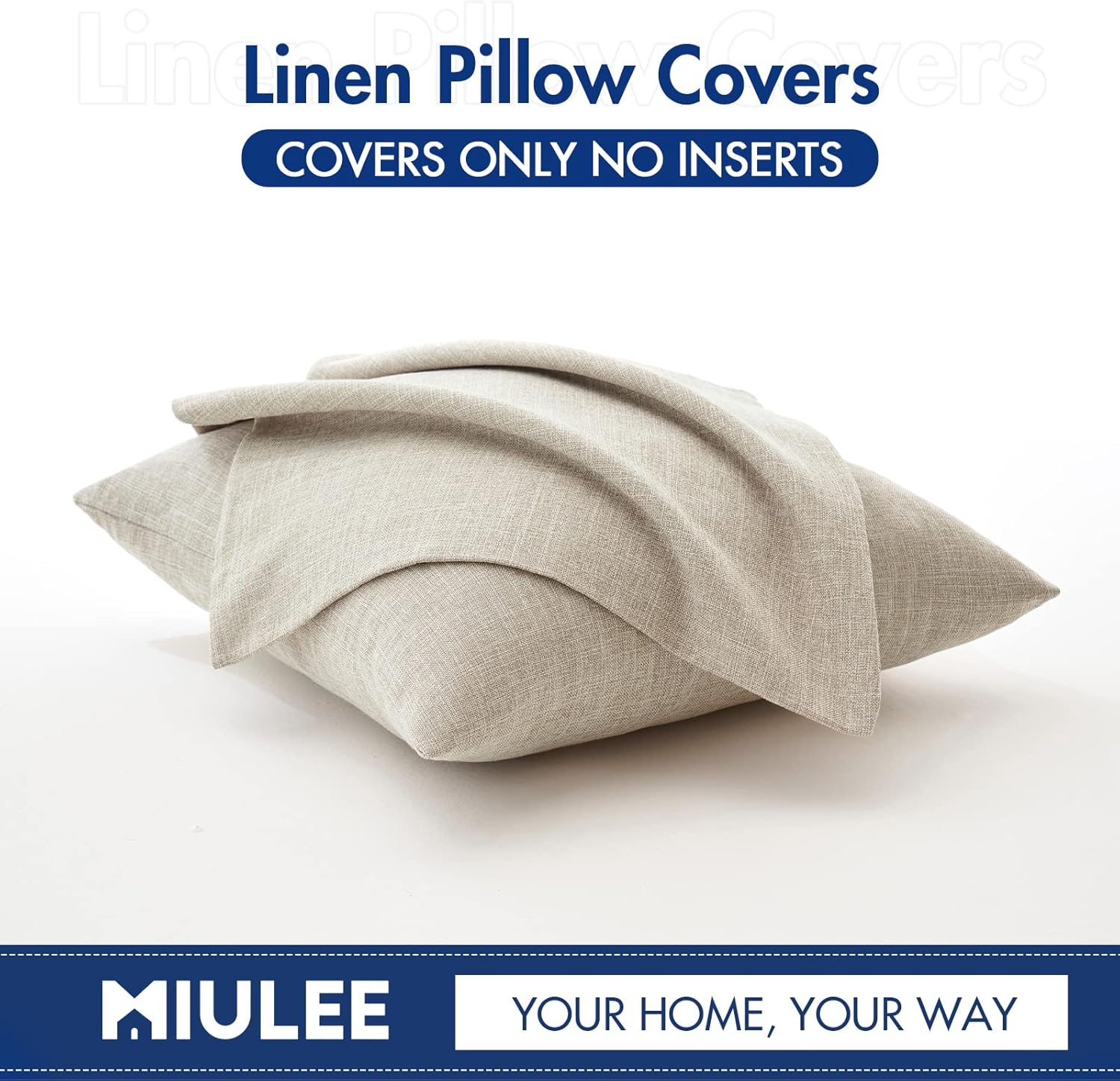 MIULEE Pack of 2 Decorative Linen Burlap Textured Pillow Covers Farmhouse Boho Accent Pillowcases Spring Home Decor for Couch Sofa Bedroom Living Room 18x18 Inch Taupe - Image 6