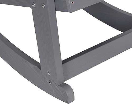 Miniatura 16 de Flash Furniture Savannah - Mecedora Adirondack de madera de poliresina, poliestireno gris para todo tipo de clima, herrajes de acero inoxidable