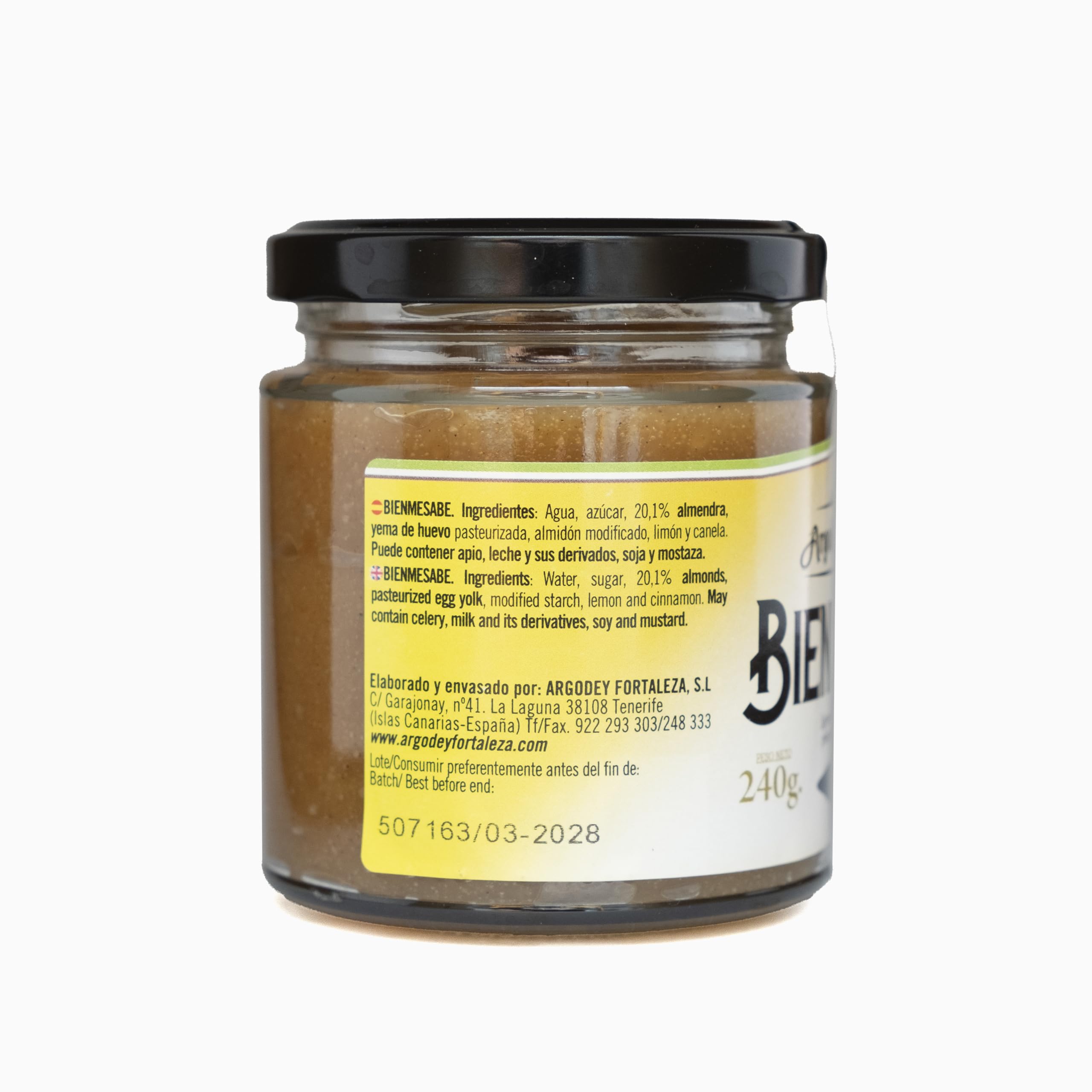 Argodey Fortaleza Bienmesabe 240g | Postre Tradicional Canario | Ideal para Disfrutar Solo, con Nata o Helado | Perfecto para Tartas, Postres y Delicias Sin Gluten | Sabor Auténtico y Delicioso