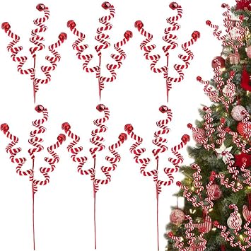 RINOLY 6 Pcs Christmas Tree Topper,17 Inch Candy Cane Christmas Decorations
