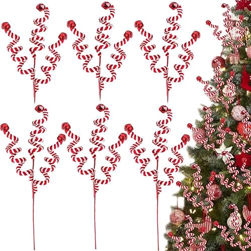 RINOLY 6 Pcs Christmas Tree Topper,17 in Red/White Candy Cane
