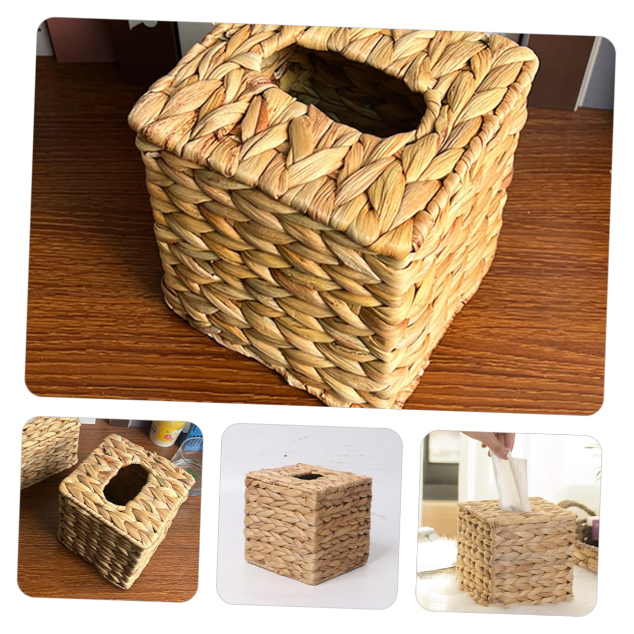 Yardenfun Scatola Porta Fazzoletti Rettangolare in Naturale Grande Capacità, Salvaspazio e Rustica, per Home Office e Casa